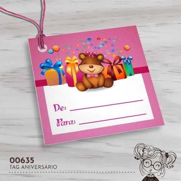 Tag Quadrada Feliz Aniversário - 00635