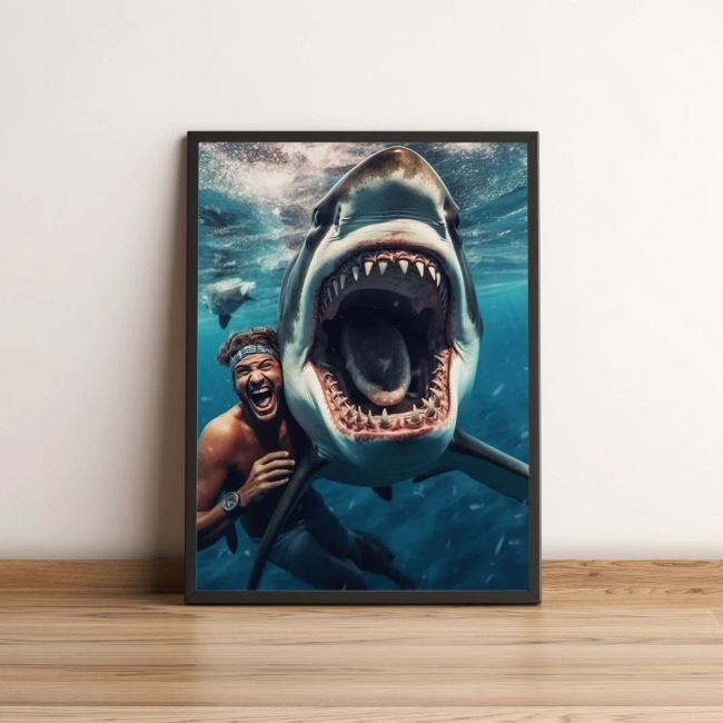Quadro Selfie Com Tubarão 192