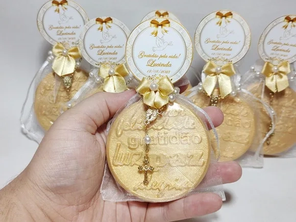 Lembrancinha de Aniversário: Sabonete Gratidão G com Terço