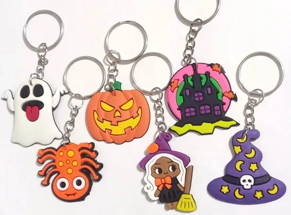 Chaveiro Abobora Halloween Emborrachado Pacote C/50 Unidades