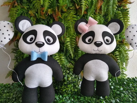 Panda em Feltro - Kit com 2 peças