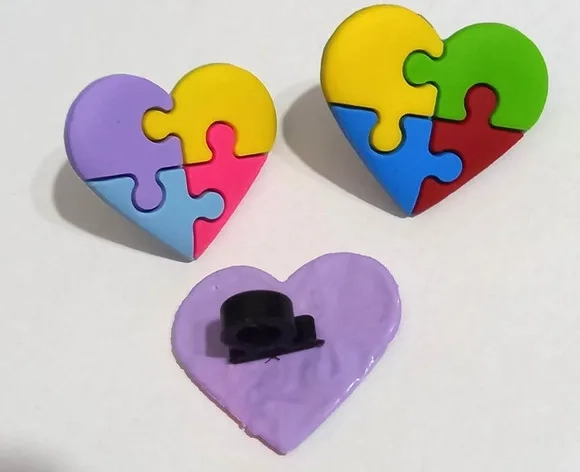 Ponteira P/lápis Autismo Modelo Coração - 6 Unidades