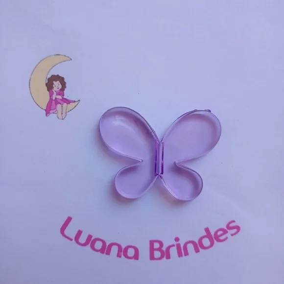 Borboleta Passante Acrilica Lilás 3,8cm Pct 10 Unidades