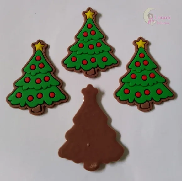 Aplique Árvore de Natal de Borracha - Pct C/6 Unid