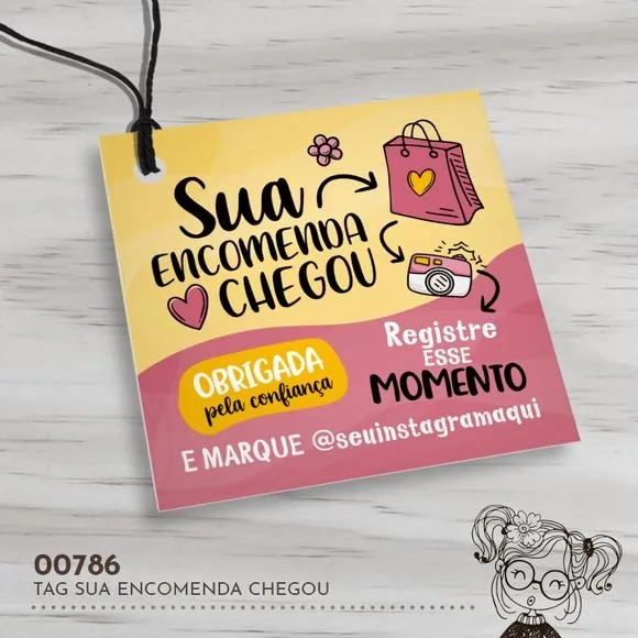 Tag Quadrada Sua Encomenda Chegou - 00786