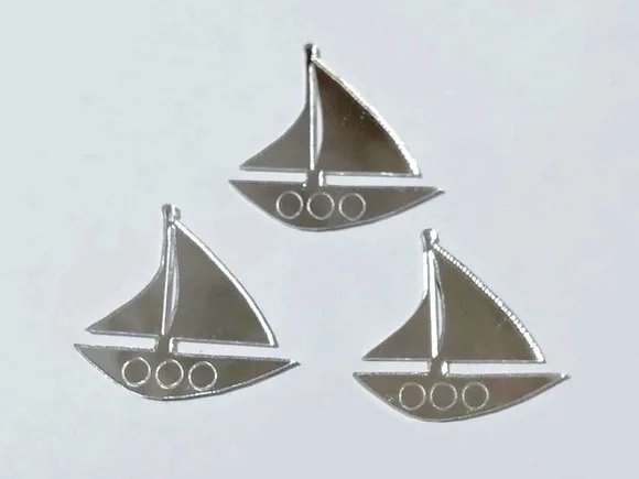 Aplique Barco Acrilico Espelhado 3,5cm Pacote com 10 Unidade