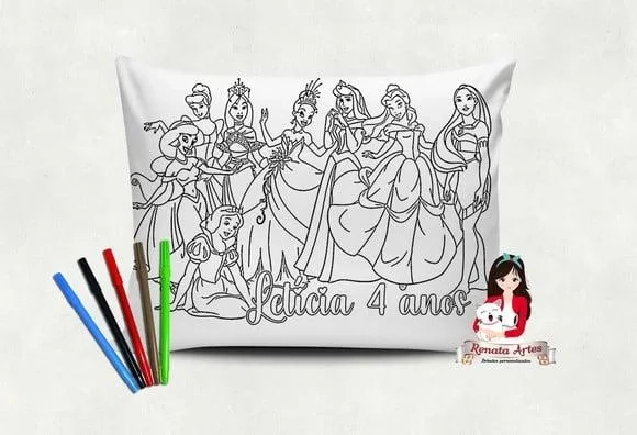 Almofada Pinte e Lave Princesas