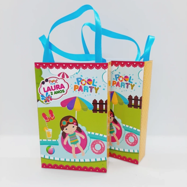PEGUE E MONTE - Sacolinha Surpresa Personalizada POOL PARTY
