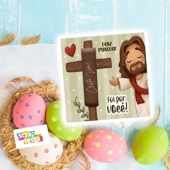 Card para Chocolate Baton/bis Personalizado Páscoa Jesus