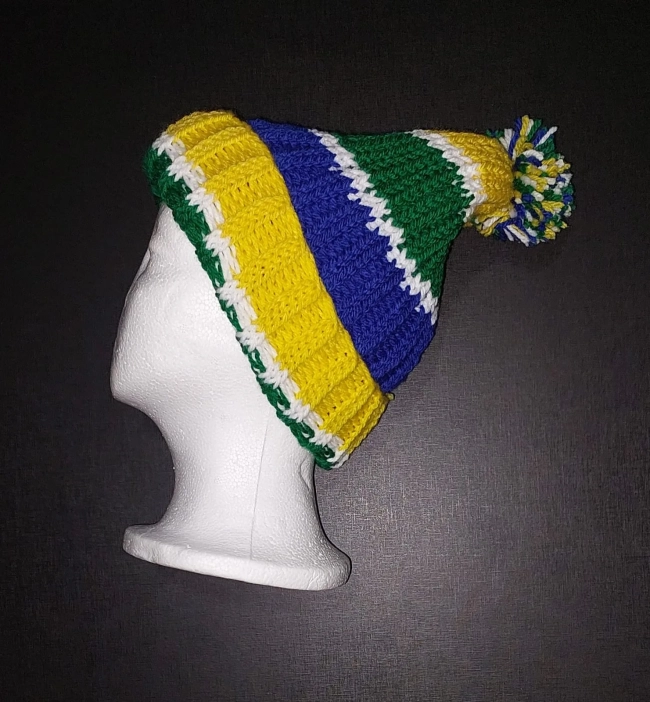 Touca Gorro verde azul e amarelo