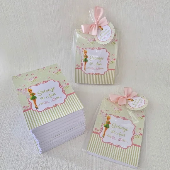 Lembrancinha Mini Bloco personalizado Tinker Bell