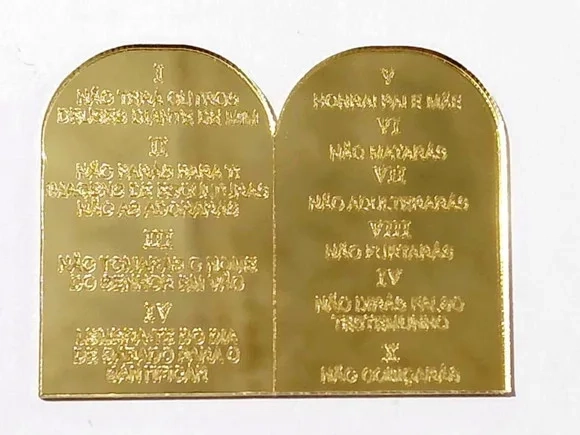 Aplique 10 Mandamentos Acrilico Espelhado Pacote C/5 Unidade