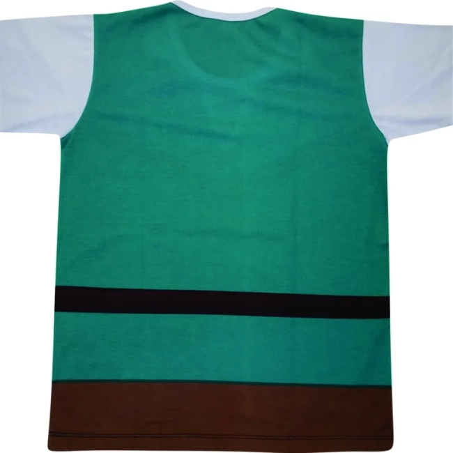 Camiseta Adulto Fantasia Aventureiro do Reino com Colete Azul e Bolsa de Viagem