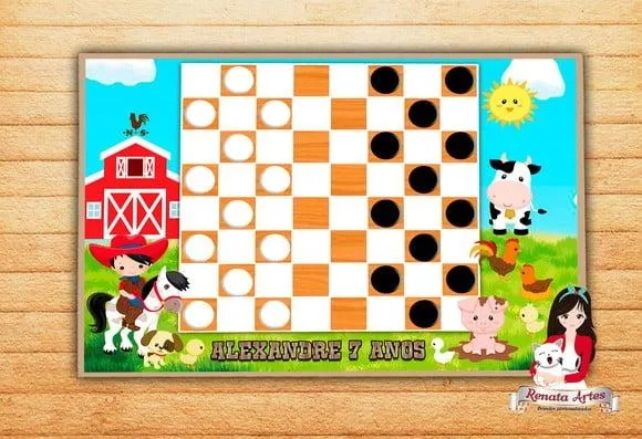 Jogo de Damas Personalizado Fazendinha