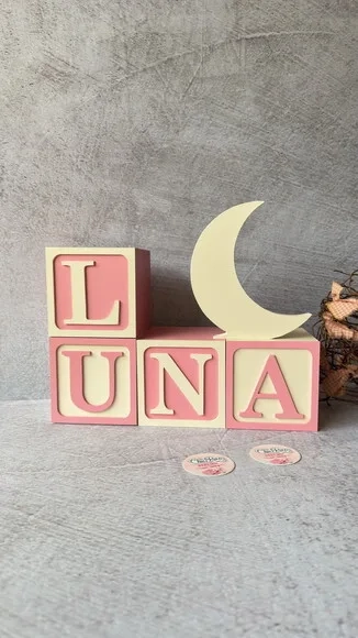 Lua de Mesa + Cubos de mdf -decoração Bebê