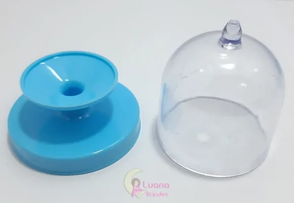 Mini Cúpula Transparente e Azul de Acrílico - pct c/5 unid