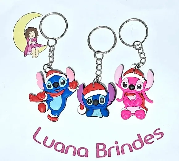 Chaveiro Stitch Natal Emborrachado Pacote com 6 Unidades