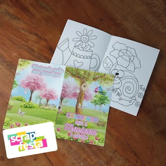 Revista Colorir + Giz de Cera Jardim Encantado Aquarela