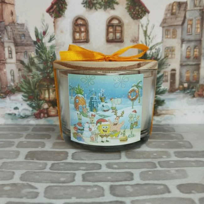 Vela Aromática no Copo Personalizada Natal Bob Esponja - Trabalhamos com outros temas - Informar  tema no chat