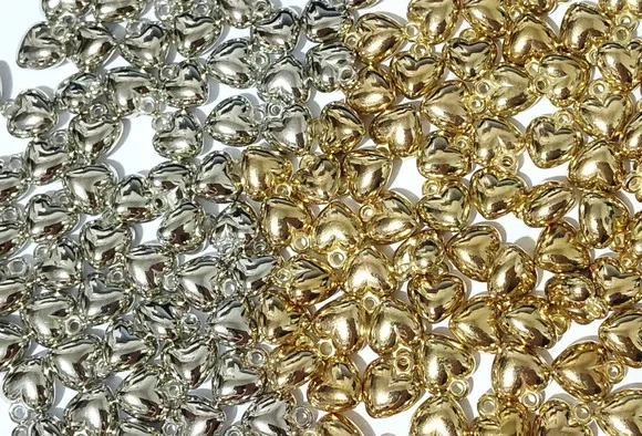 Coração Abs Dourado e Níquel Pingente 10mm Pct C/100 Unidade