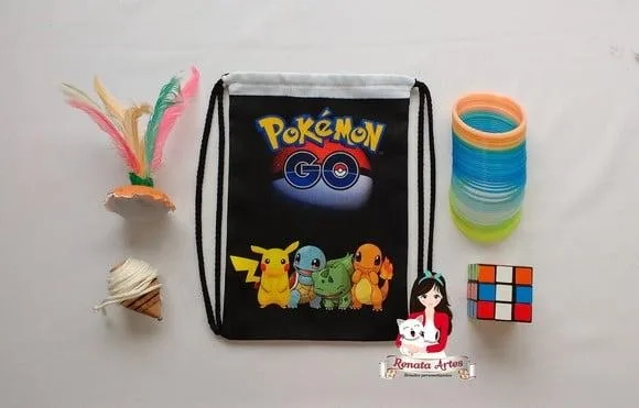 Mochila Brinquedos Retrô Tema Pokemon Go