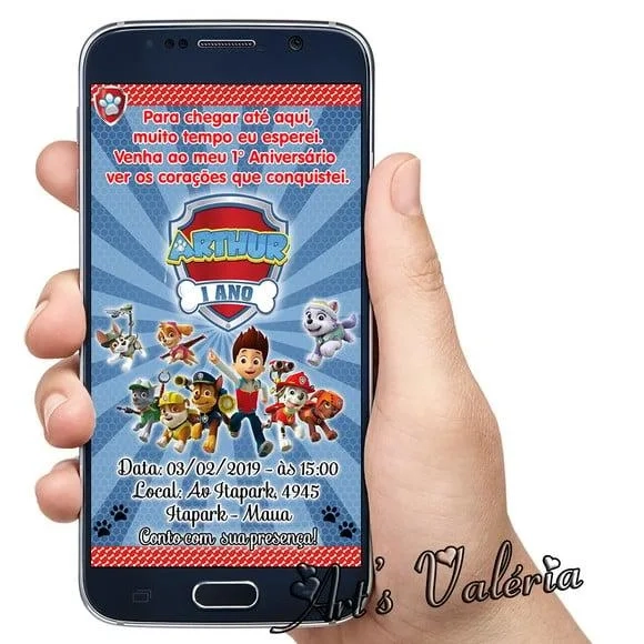 Convite Digital Patrulha Canina para WhatsApp