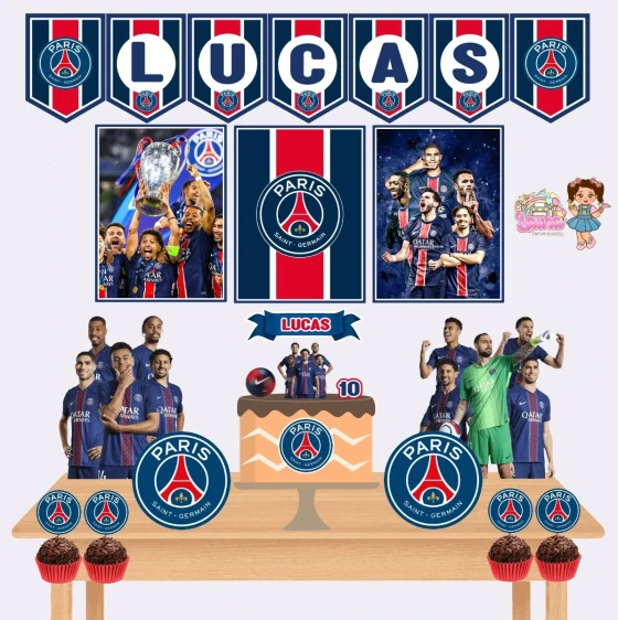 Kit Festa Só Um Bolinho PSG - Decoração de Festa