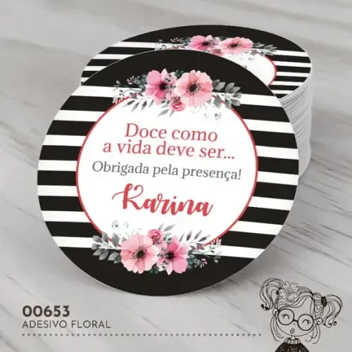 Adesivo Redondo Floral - 00653