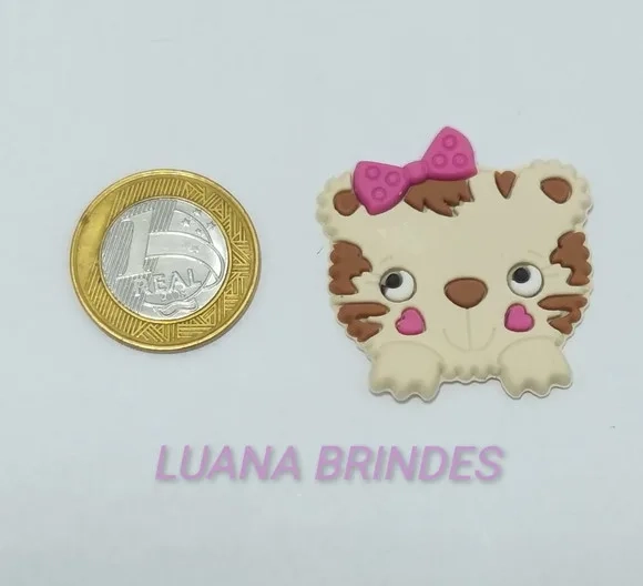 Aplique Carinha de Animais Emborrachados - Pct c/ 6 Unid