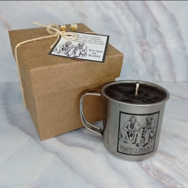 2 Unidades Vela Aromática de Café Preto Velho e Preta Velha