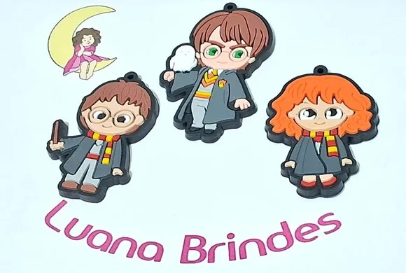 Pingente Harry Potter Emborrachado Pacote com 4 Unidades