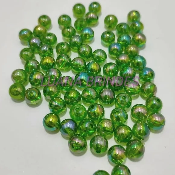 Bolinha Acrilica Furta Cor Verde Claro- 8mm - pct c/100 unid