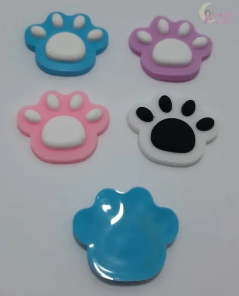 Apliques Patinhas Coloridas de Borracha - Pct c/ 8 Unidades