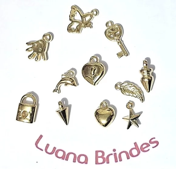 Pingente Abs Sortido Dourado 1,5cm Pacotes com 50 Unidades