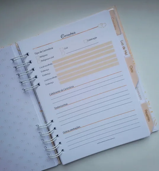 Planner da Noiva Personalizado Permanente c/ Divis - Mod 01