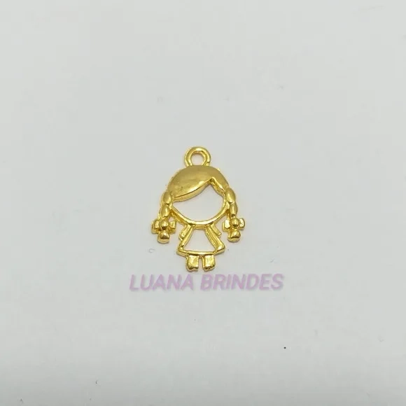 Pingente Menininha em Metal Dourado - pct c/15 unidades