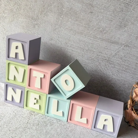 Cubos de MDF Personalizados Tons Pastel 6x6cm Decoração Bebê