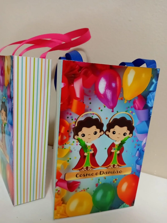 Sacolinhas Personalizadas Cosme e Damião para Lembrancinhas