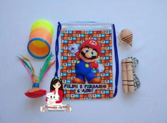 Mochila Boa Infância Tema Super Mario Bross