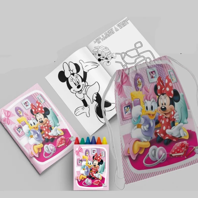 Kit Lembrancinhas Mochila e Revista personalizado da Minnie