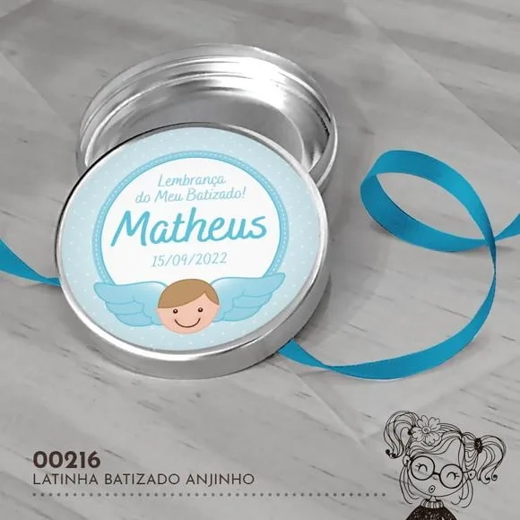 Latinha Adesivada Batizado Anjinho - 00216
