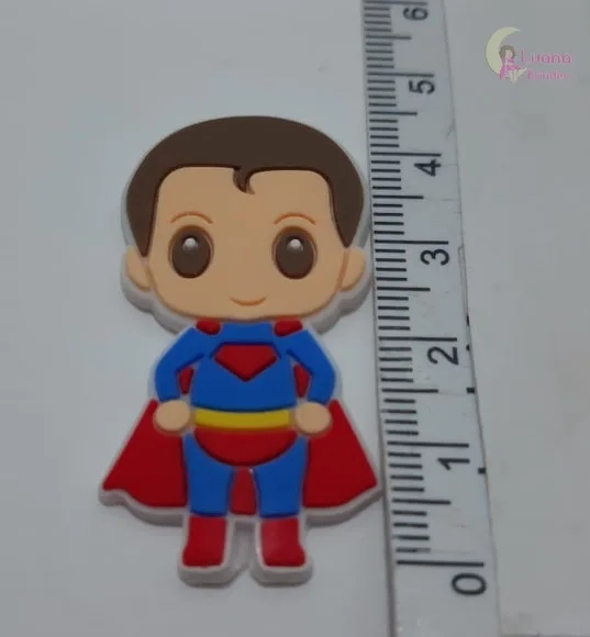 Aplique Superman de Borracha - 4,1cm - Pct C/6 Unid