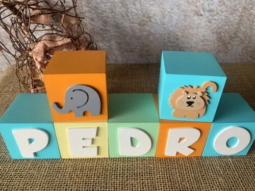Candy Colors - Cubos 6x6cm Safari Decoração Quarto do Bebê