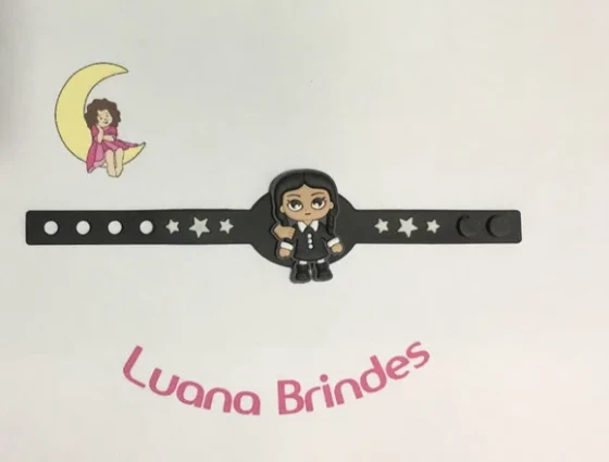 Pulseira Wandinha Addams Emborrachada 17,5 cm
