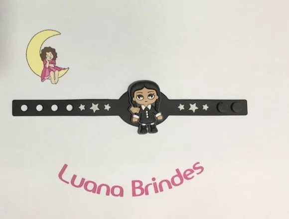 Pulseira Wandinha Addams Emborrachada 17,5 cm