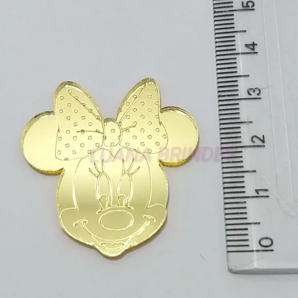 Kit aplique Mickey/Minnie Acríl Espelhado Dour-pct c/3 kits