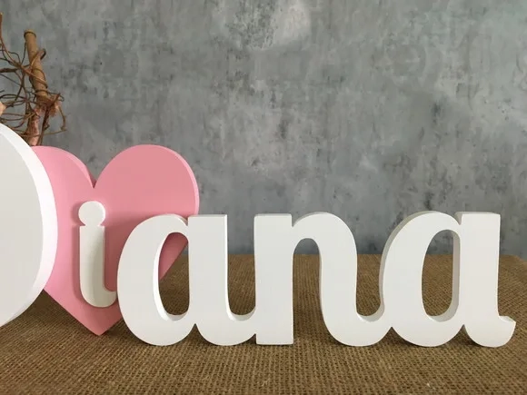 Letras Decorativas - Nomes - Coração Laço de Resina