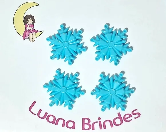 Floco de Neve Azul Fosco em Acrílico 4 cm Pcts 20 Peças