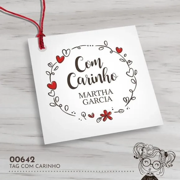 Tag Quadrada com Carinho - 00642