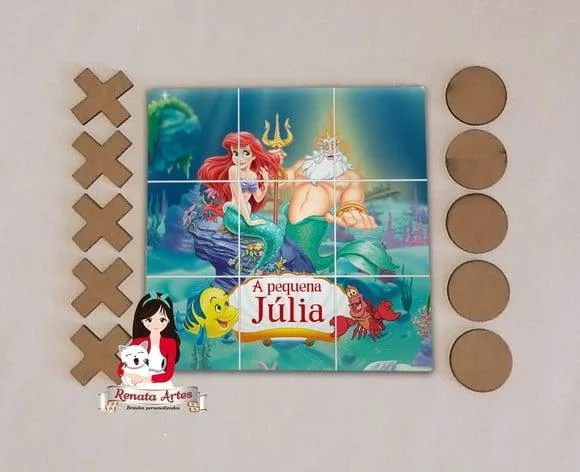 Jogo da Velha Personalizado a Pequena Sereia Ariel